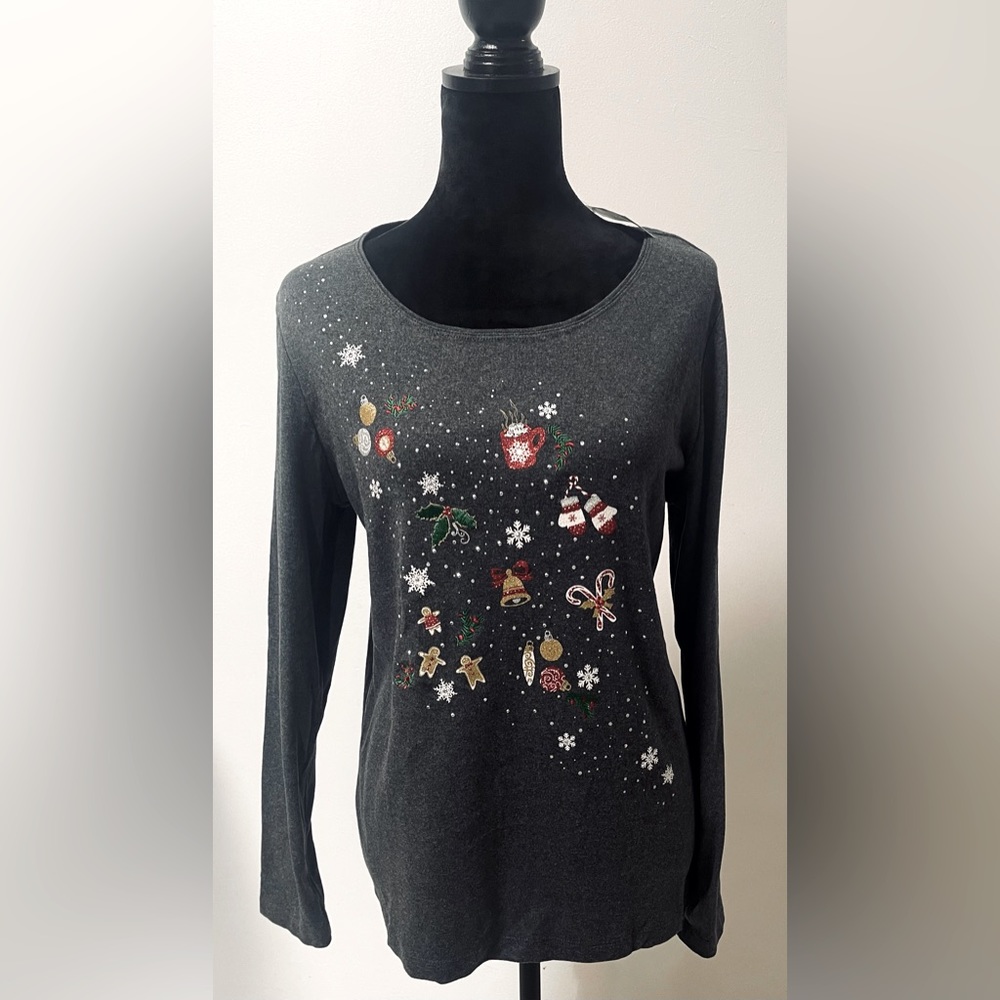 NWT Long Sleeve Christmas Shirt Karen Scott